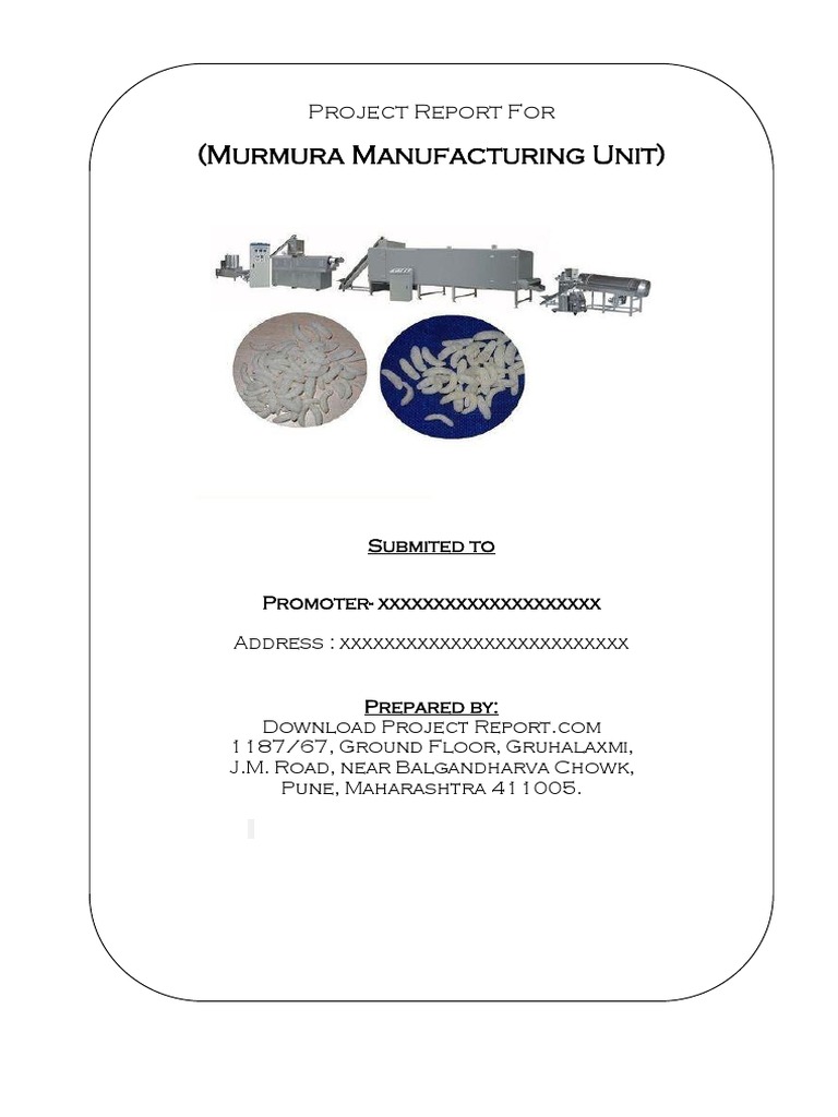 Murmura Manufacturing Project Report | PDF | Rice | Nutrition