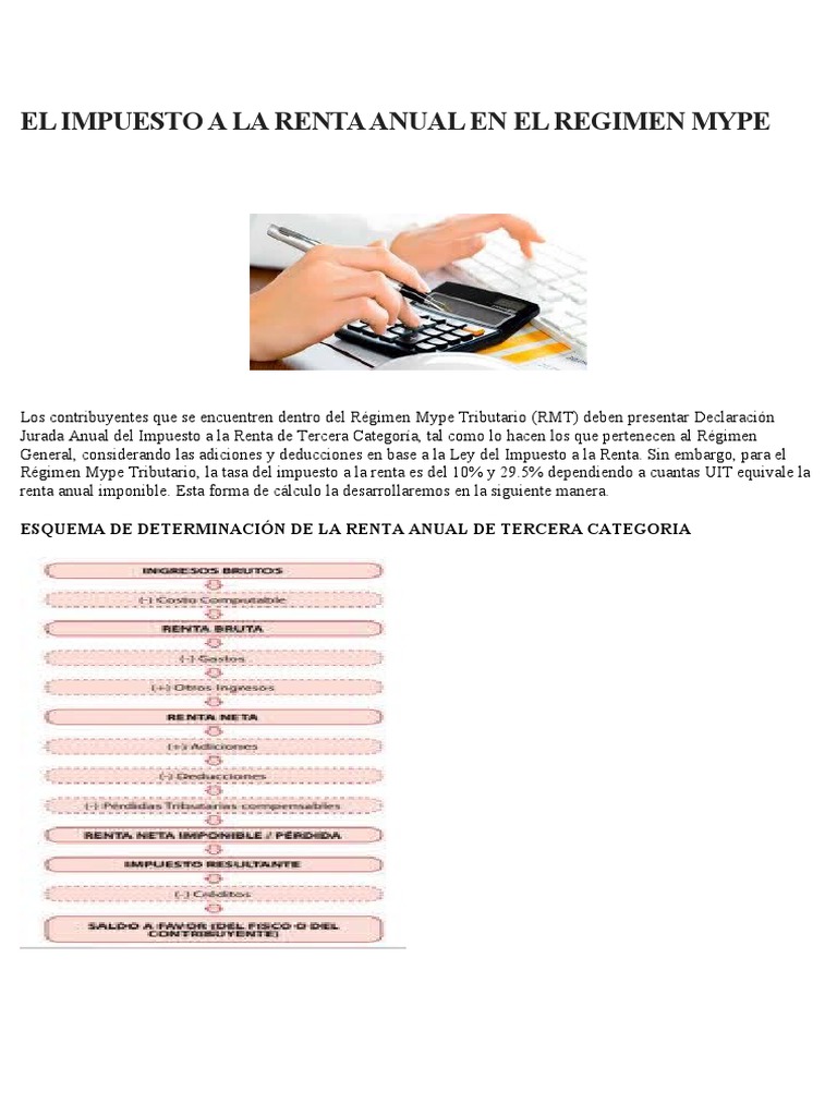 Impuesto a la Renta Anual en MYPE | PDF | Impuesto sobre la renta ...