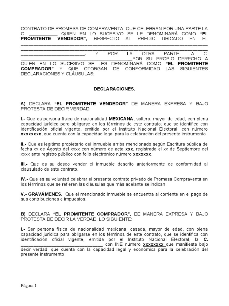 Contrato de Promesa de Compraventa | PDF | Derecho privado | Ley común