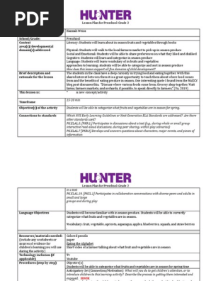 Literacy Lesson Plan