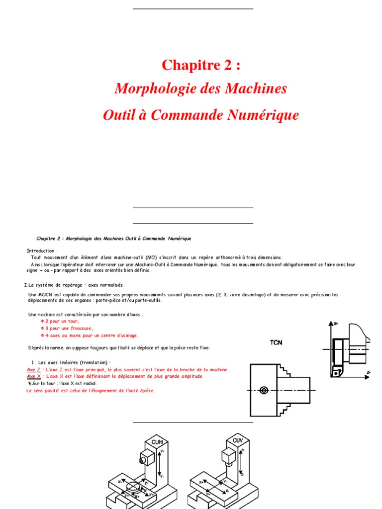 Morphologie des Machines à Commande Numérique | PDF | Machine-outil à ...