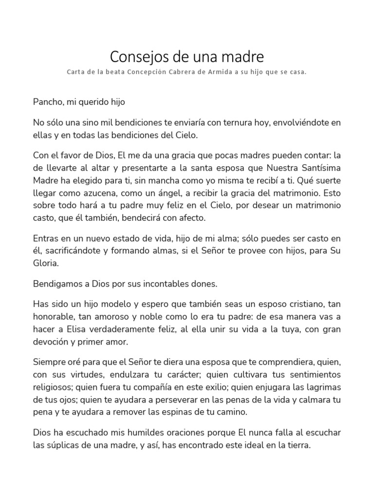 Consejos de Una Madre | PDF | Bendición | Amor