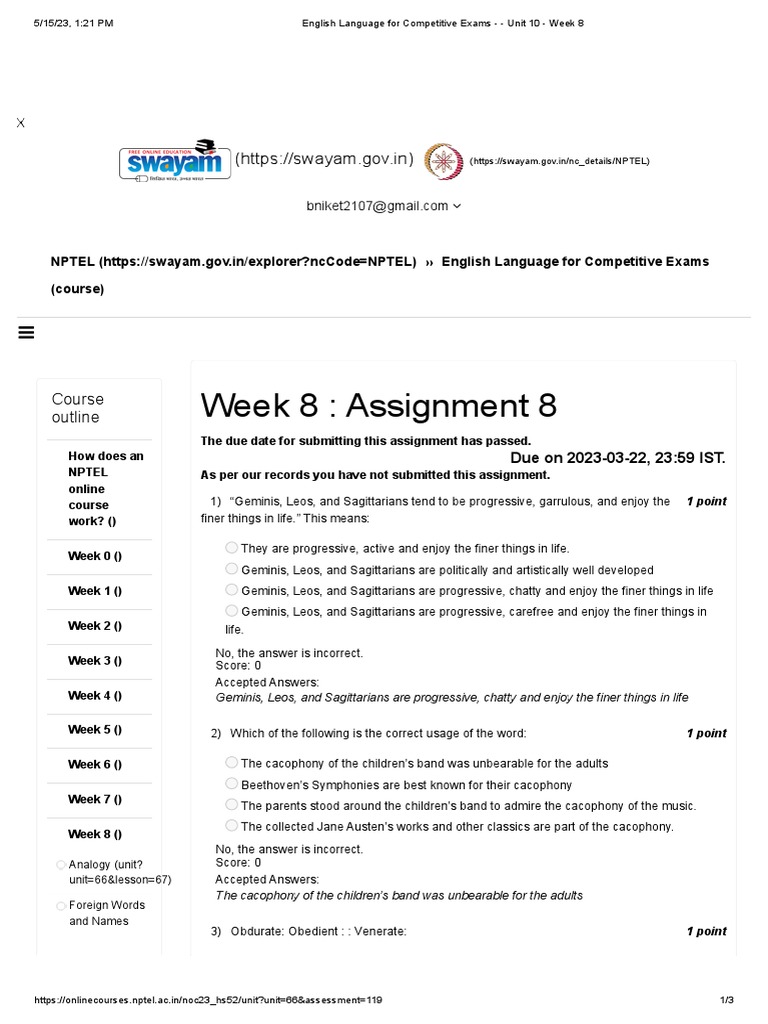 English Language For Competitive Exams - Unit 10 - Week 8 | Download ...