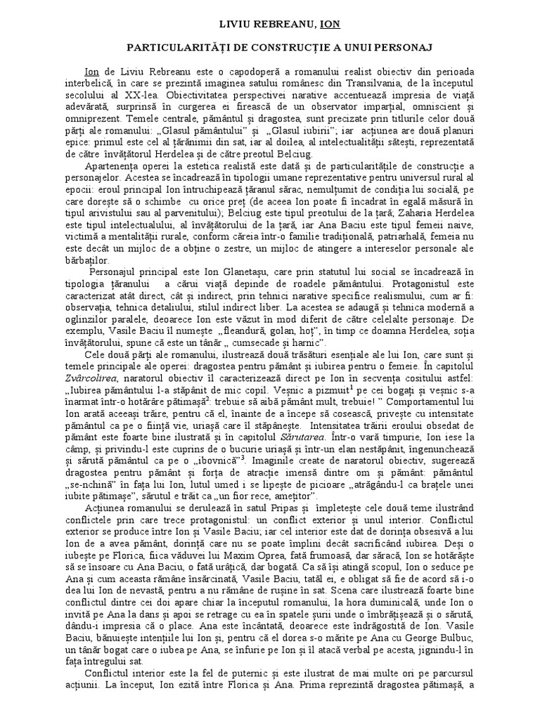 Personajul Ion | PDF