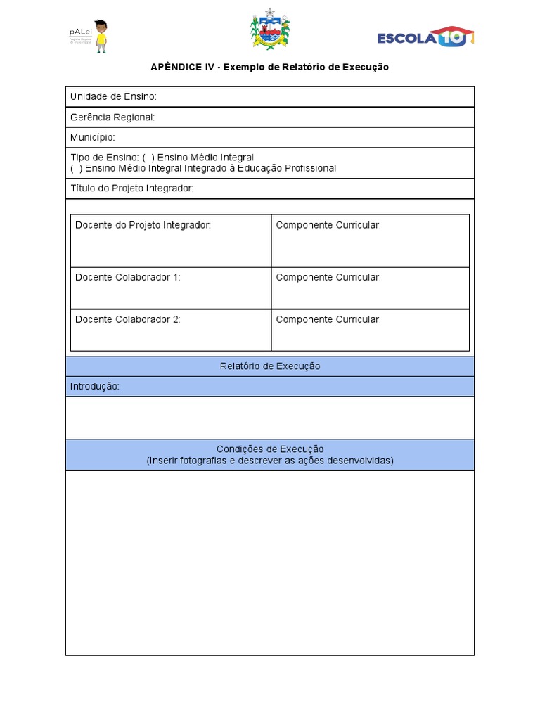 APÊNDICE IV - Relatório de Execução | PDF