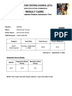 Etc Result Card Usat