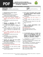 Avaliação Termologia 2º ANO - V, VI e VII