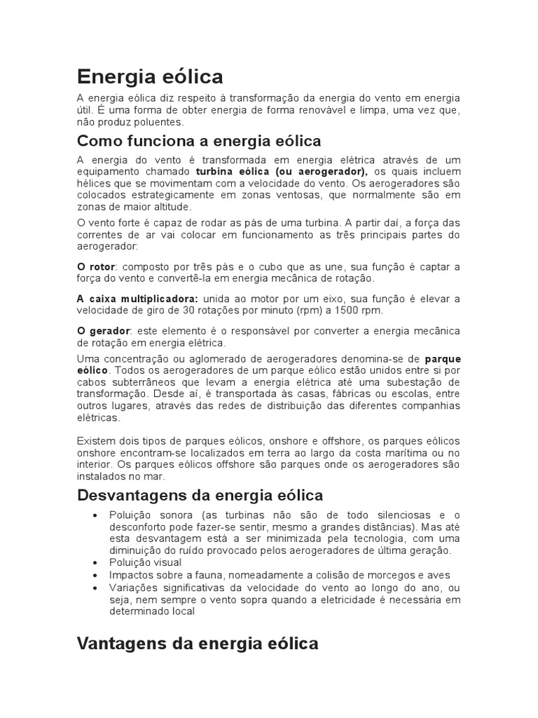 Energia Eólica Pdf Energia Eólica Turbina Eólica