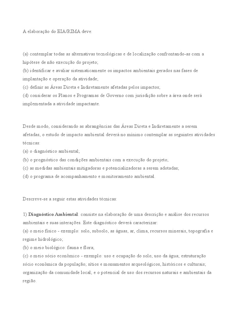 Diretrizes para EIA/RIMA e Monitoramento | PDF | Ambiente natural ...