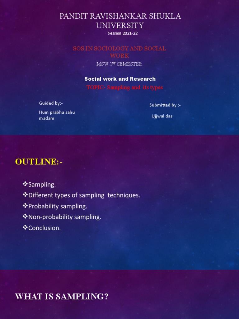 Pandit Ravishankar Shukla University Samling PDF Sampling