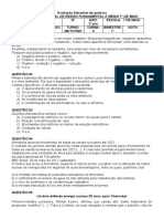 Avaliação bimestral de química sobre pilhas, energia nuclear e acidentes radiológicos