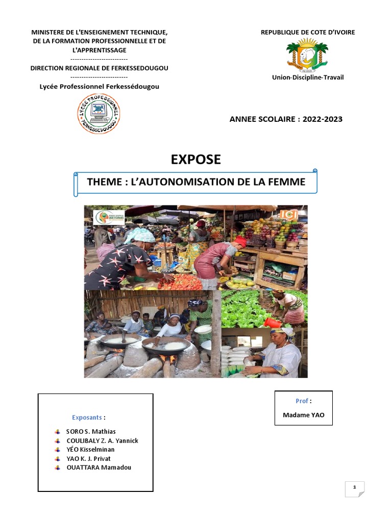 Rôle et Autonomisation des Femmes en Côte d'Ivoire | PDF | Agriculture ...