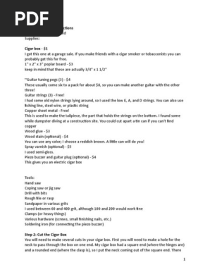 Cigar Box Guitar Instructions