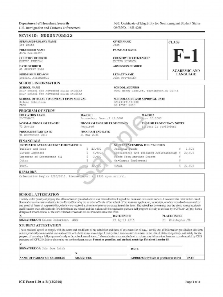 Form i 20 sample pdf
