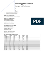 VW and Audi Engine and Transmission Coding Numbers