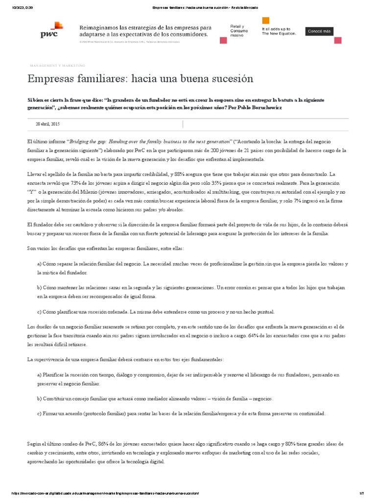 Sucesión efectiva en empresas familiares | PDF | Pequeñas y medianas ...