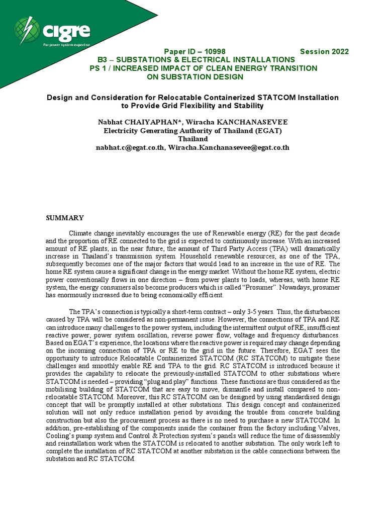 Grid Flexibility with RC STATCOM | PDF | Transformer | Electrical ...