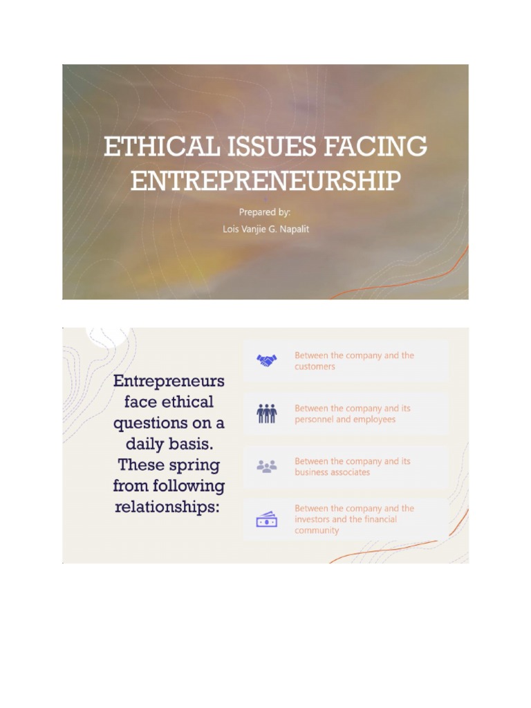 what ethical issues confront entrepreneurship essay