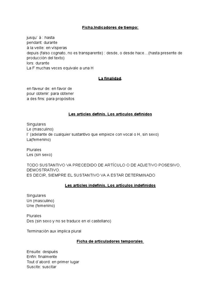 Fichas De Francés Pdf