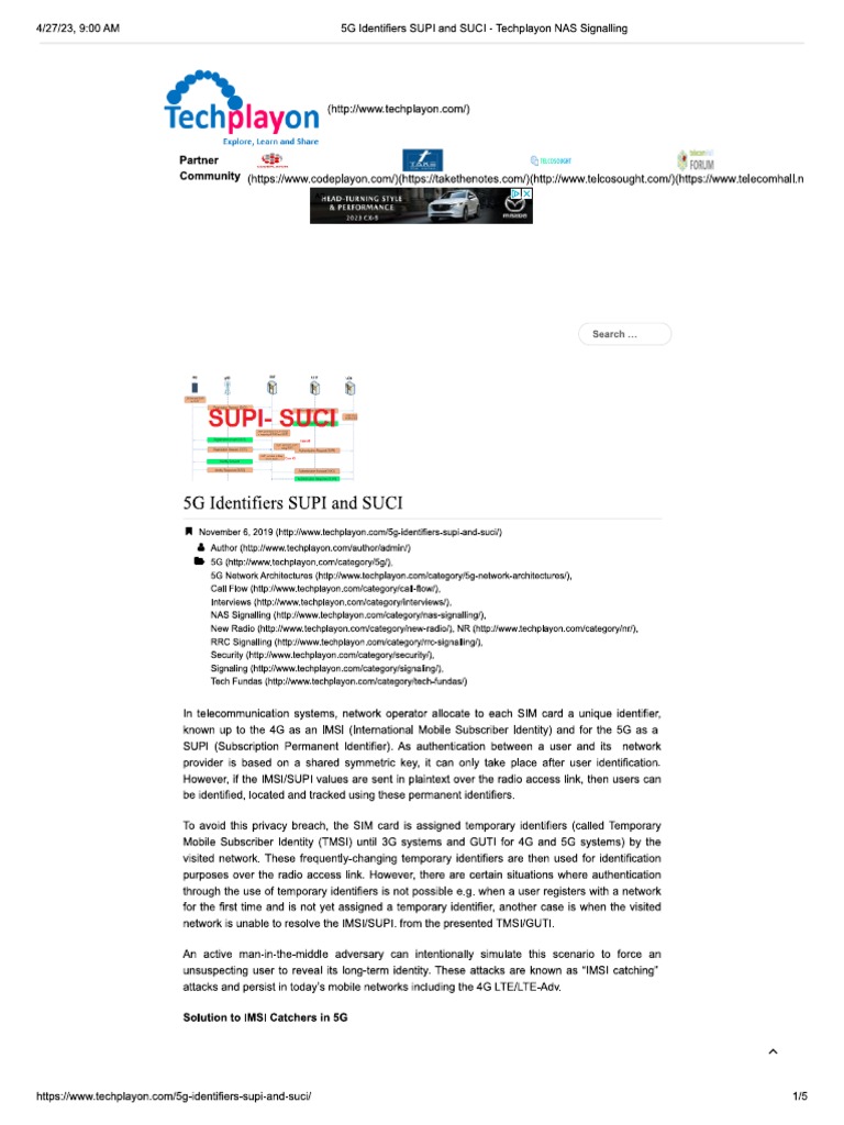 5G Identifiers SUPI and SUCI - Techplayon NAS Signalling | PDF