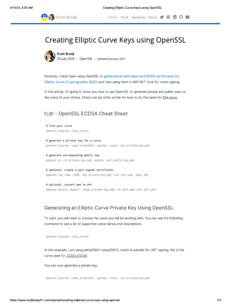 Creating Elliptic Curve Keys Using OpenSSL PDF