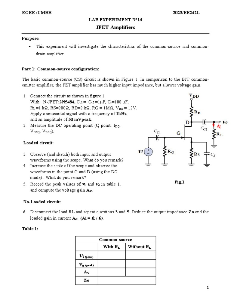 LAB16 JFET Amplifier PDF