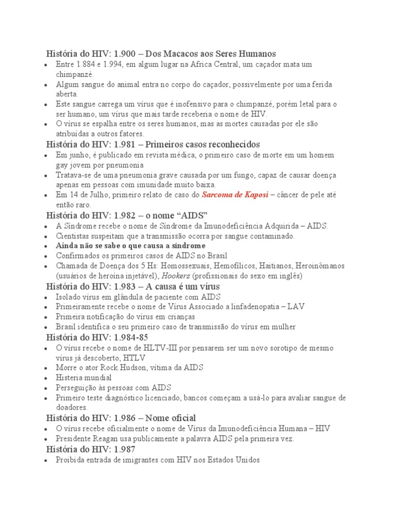 A história da descoberta do HIV e da epidemia da AIDS: da transmissão ...