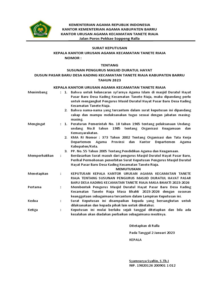 Sk Pengurus Masjid 095900 Pdf