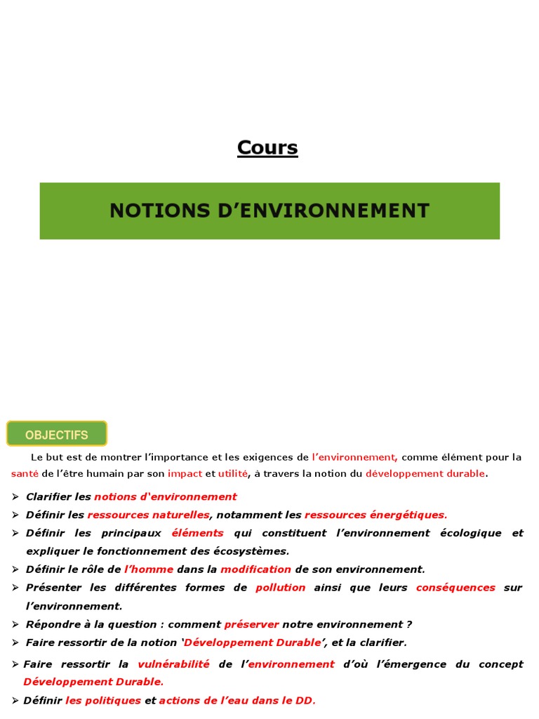 Cours Notions D'env | PDF | Environnement naturel | Pollution de l'air