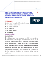 Biología Preguntas Resueltas Admisión Universidad Simulacro Solucionario Prueba de Ingreso Desarrollada 2023