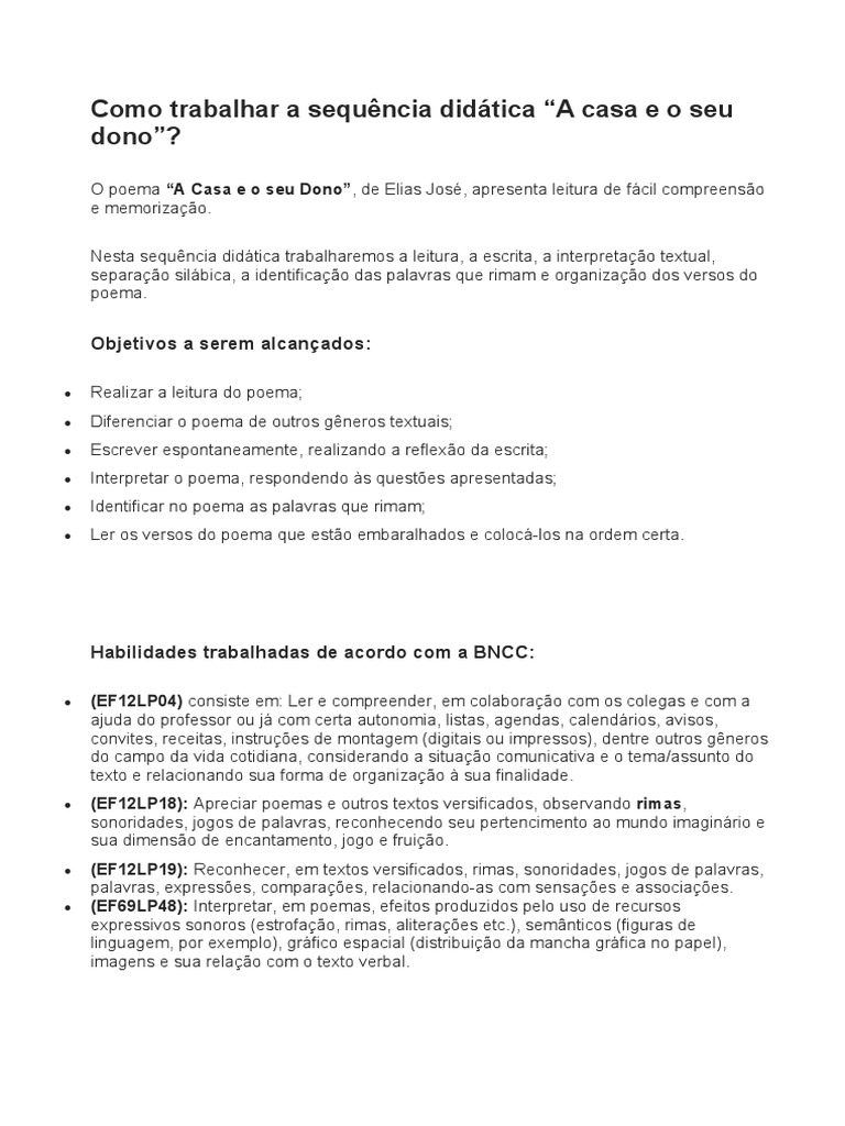 Como Trabalhar A Sequência Didática | PDF
