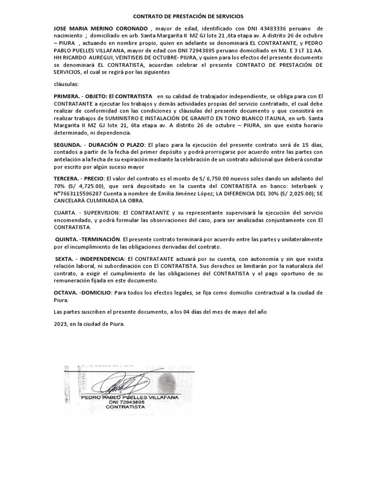 Contrato Jose Merino 2 | PDF