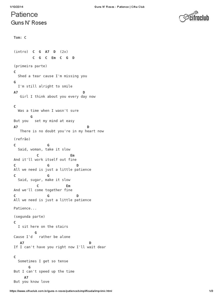 Guns N' Roses - Patience - Cifra Club | PDF