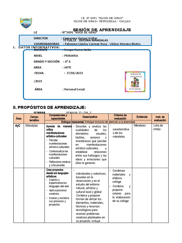 Sesion de Aprendizaje de Arte | PDF