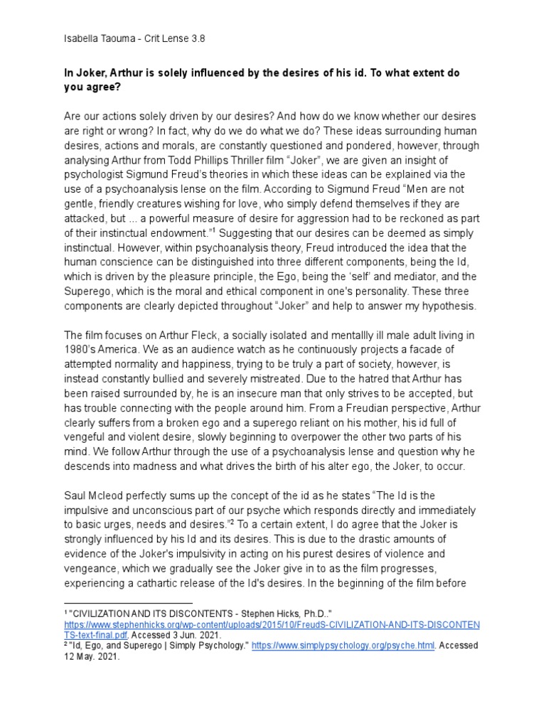 Critical Lens Psychoanalysis PDF Id Psychoanalysis