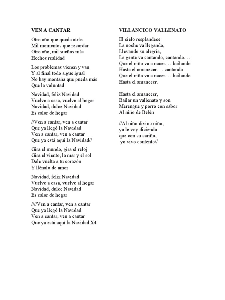 Letras de Villancicos Navideños | PDF