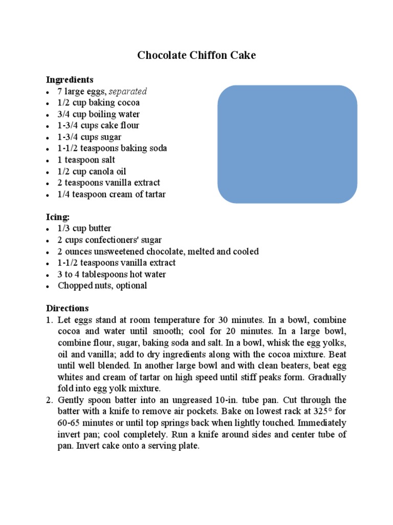 Chocolate Chiffon Cake | PDF