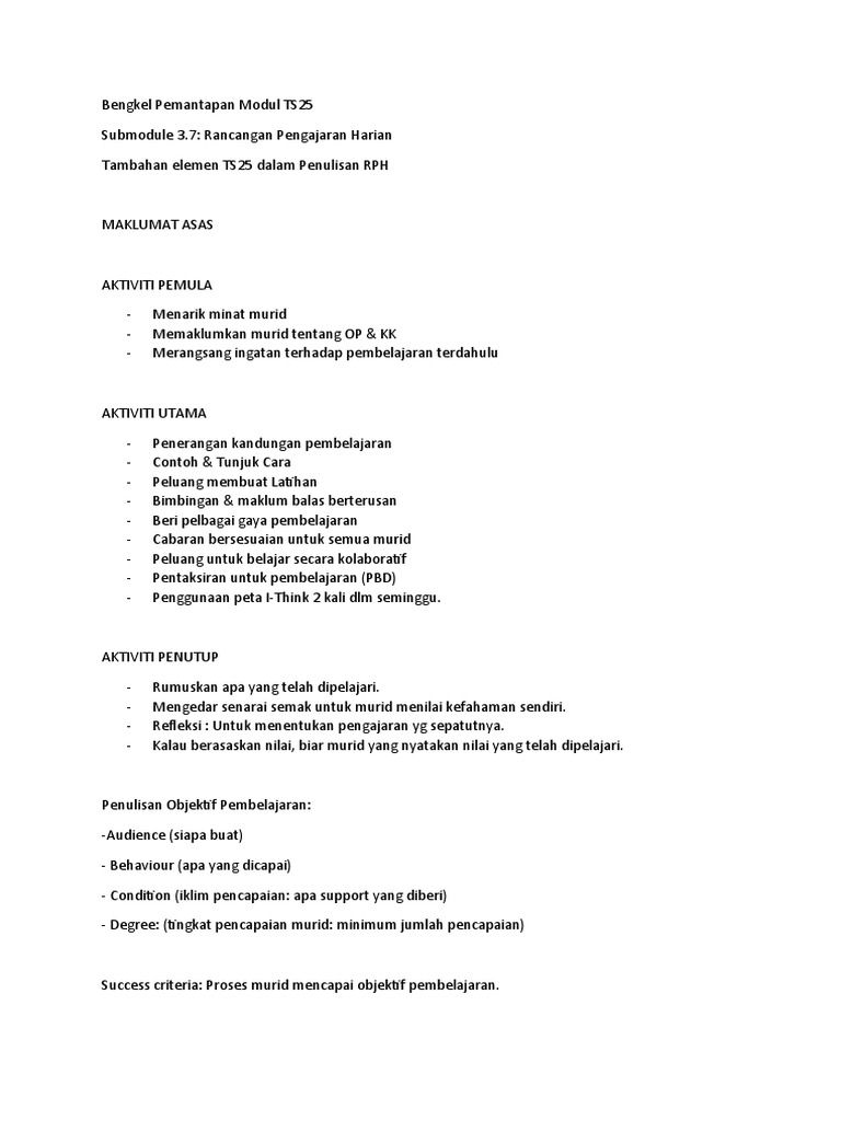 Bengkel Pemantapan Modul TS25 | PDF
