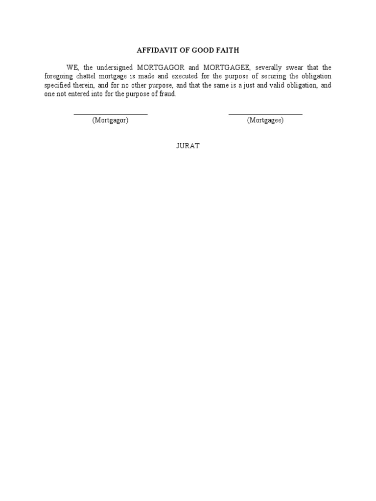 Affidavit of good faith pdf