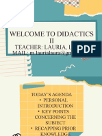 Welcome To Didactics II: Teacher: Lauria, Laura