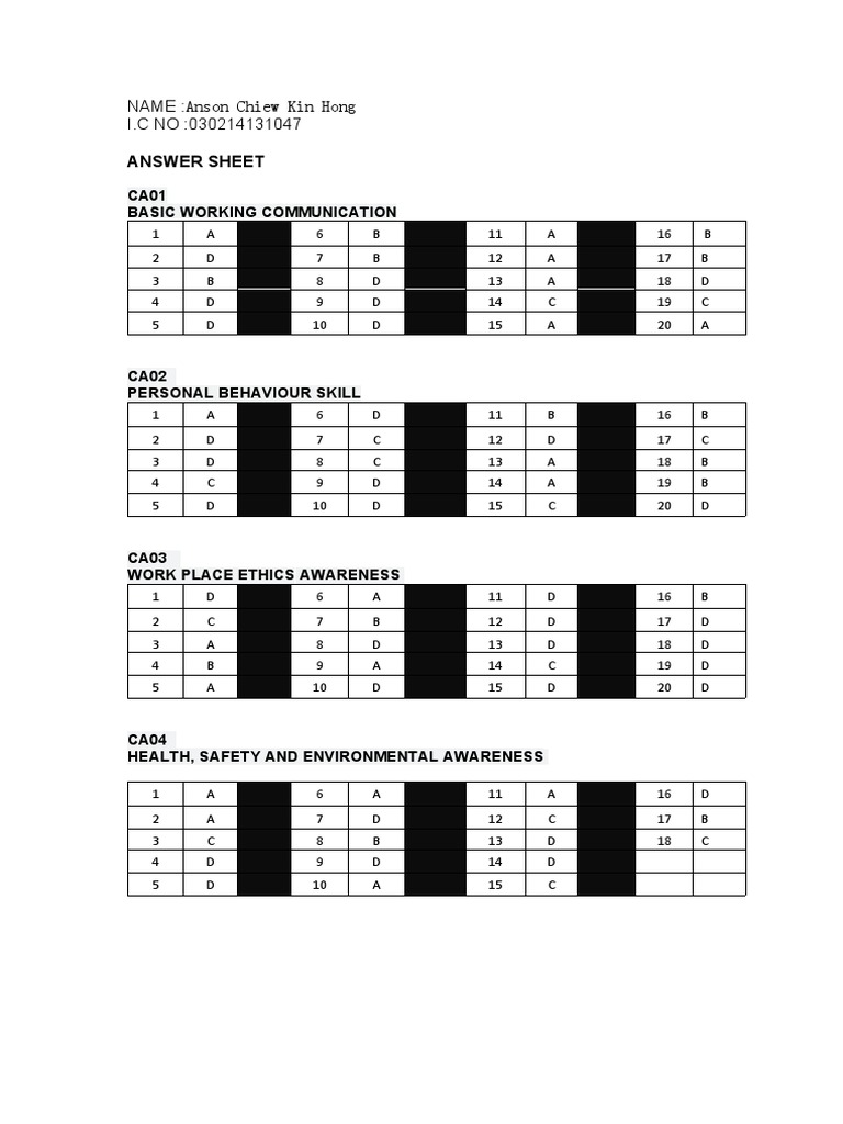Anson Chiew's Communication Skills Test | PDF
