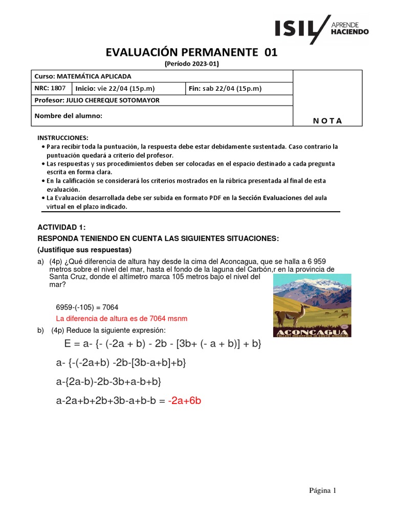 Evaluación Permanente 2023-01 | PDF