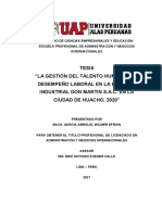 Tesis - Gestión - TalentoHumano - DesempeñoLaboral - Emp - Industrial - Don MartínSAC - Huacho