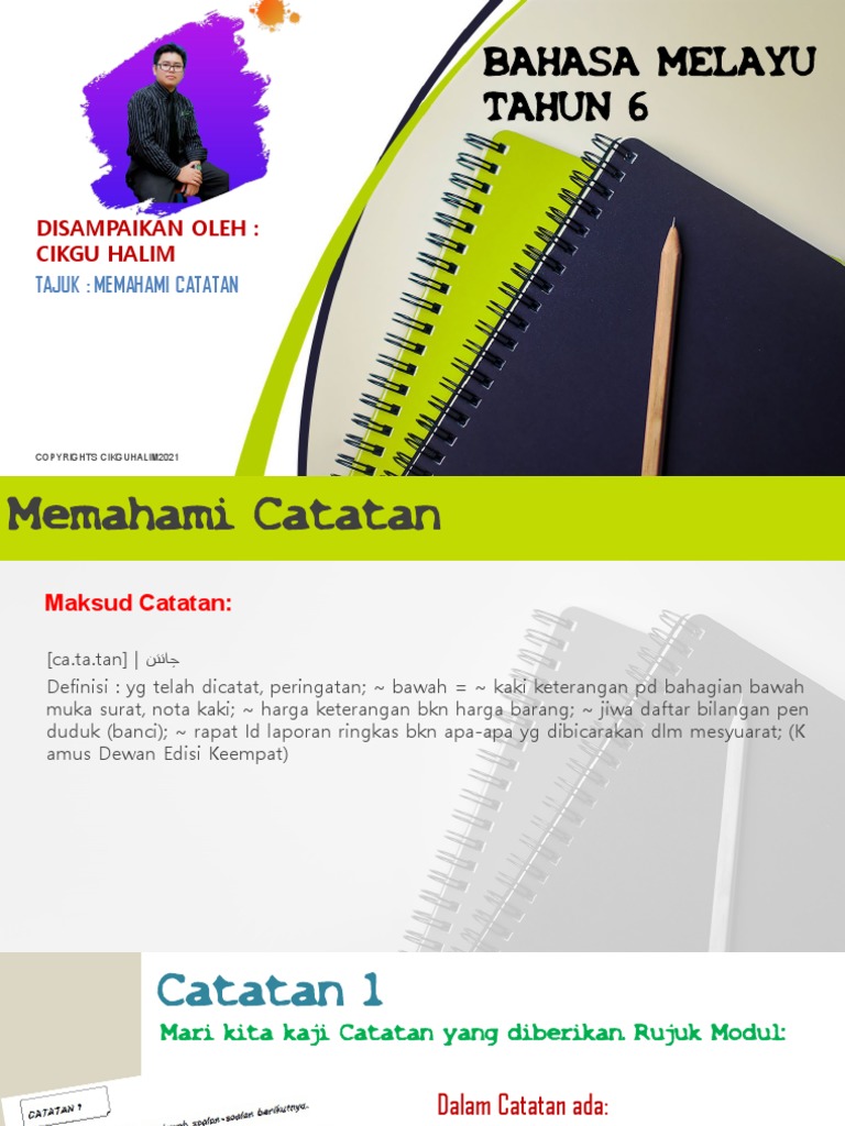 Bahasa Melayu Tahun 6 Catatan | PDF