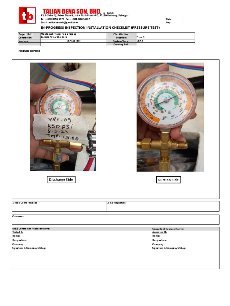ACMV PRESSURE TEST (PIPING) MAHKAMAH PULAU PINANG Zone C PDF