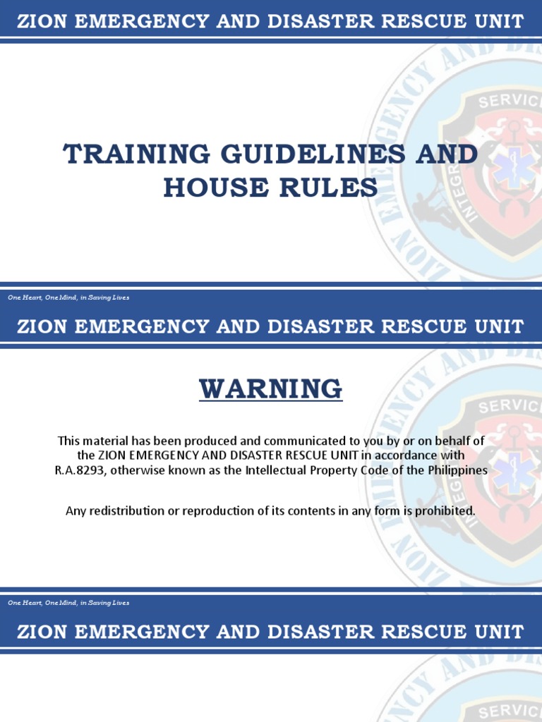 ZEDRU Training Guidelines and Rules | PDF | Emergency | Emergency ...