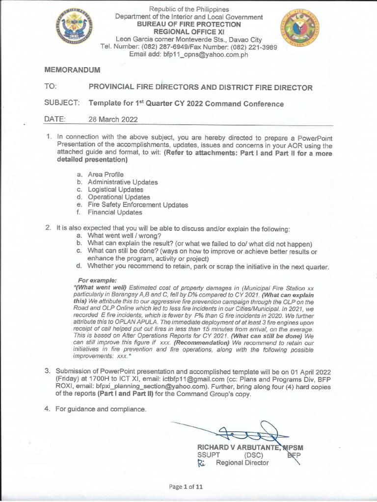 Template For 1st Quarter CY 2022 Command Conference | PDF