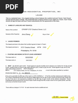 Unit 2103 - Lease Agreement