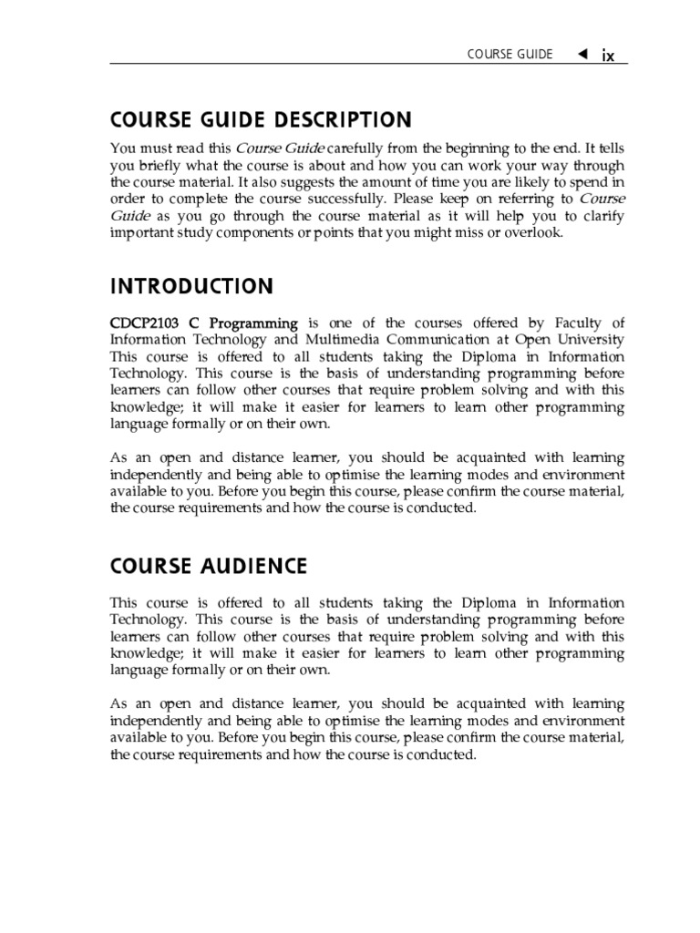 Course Guide | PDF | Programming | Computer Program