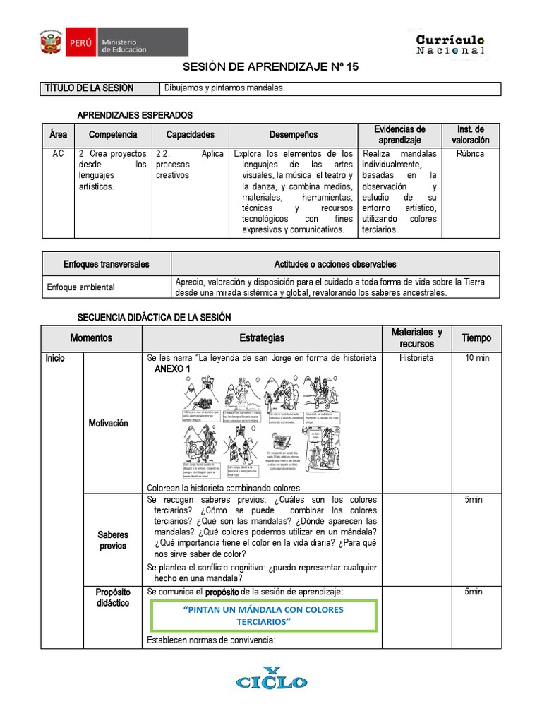 Sesion de Aprendizaje N°15 | PDF | Aprendizaje | Ciencia cognitiva
